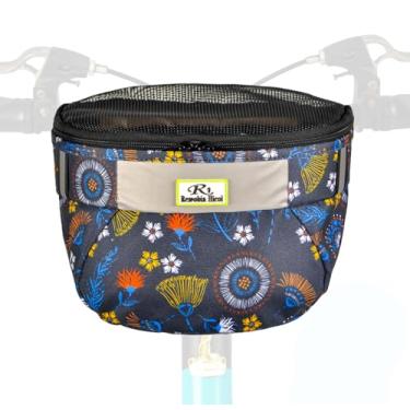 Imagem de Remobia Hicol Cesta de bicicleta infantil, bolsa durável para bicicleta e scooter, bolsa de guidão de bicicleta de tecido impermeável para meninos, meninas, crianças pequenas com aba de malha com