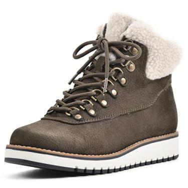 Imagem de WHITE MOUNTAIN Bota de cano curto feminina confortável, Exército/Tecido, 7.5