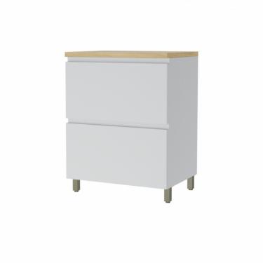 Imagem de Balcao 1 Porta Basculante 1 Gaveta Nesher Rainha 70cm 100 Mdf Branca Nature
