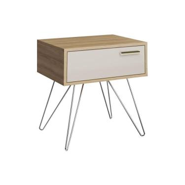 Imagem de Mesa De Cabeceira Solteiro 881 C/ 1 Gaveta Noce/off White - Carraro