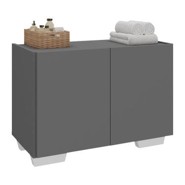 Imagem de Gabinete Armário De Banheiro 62,5cm 2 Portas Com Pés Multimóveis Mp5046 Grafite/branco Grafite/branco