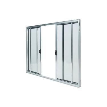 Imagem de Janela Alumínio De Correr 120x120cm 4 Folhas Sem Grade Plus Lux Esquadrias Natural