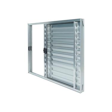 Imagem de Janela Alumínio Veneziana 3 Folhas 100x150cm Natural Brilhante Plus Lux Esquadrias Branco
