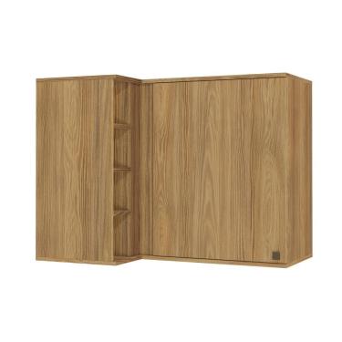 Imagem de Armário Aéreo De Canto Reto Celeste Kappesberg 100% Mdf 1 Porta 4 Nichos Nogueira 98cm