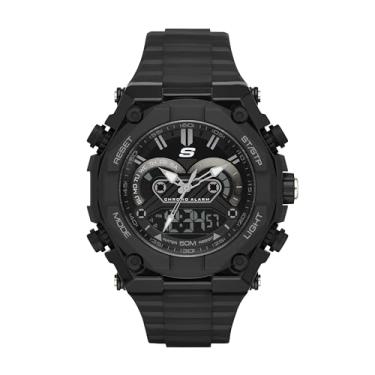 Imagem de Skechers Relógio analógico digital masculino leve de quartzo, El Segundo Preto, Cronógrafo, digital