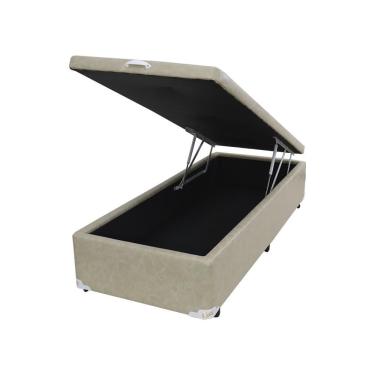Imagem de Box Baú Castor Solteiro Premium Kansas Bege 88x188x35cm