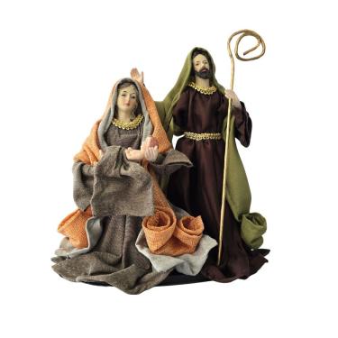Imagem de Sagrada Família Em Linho Poliéster E Resina 25cm