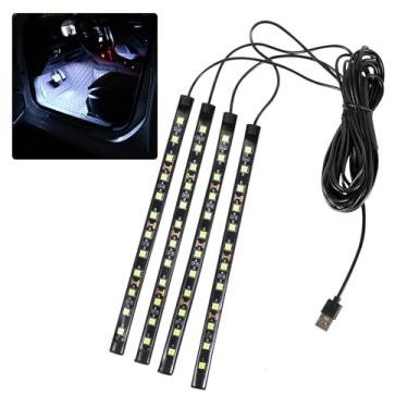 Imagem de Ongfuwu Fita de LED para carro, 12 V 48 luzes de atmosfera interior sob o painel, luz noturna ambiente, lâmpada decorativa de interior automotivo com plugue adaptador de cigarro, acessórios de carro