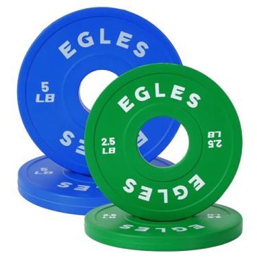 Imagem de Egles Conjunto De Anilhas Troca 15Lb - Peso Revestidas Borracha Verde E Azul Em Pares, Olímpicas Proteção, Codificadas Por Cores, Padrão Iwf, 2 Polegadas Para Treinamento Força, Academia Fitness