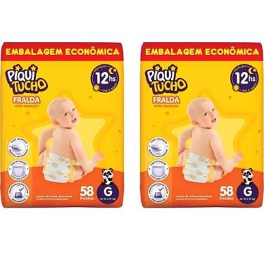 Imagem de KIT 2 Fraldas Descartáveis Piquitucho Hiper - Todos os Tamanhos, G