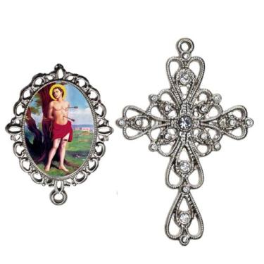 Imagem de Crucifixo Arabesco Terço de Noiva Relicario São Sebastião Peças para M