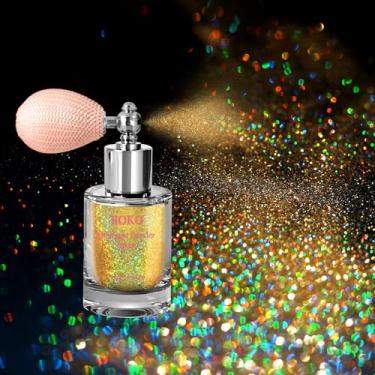 Imagem de Boko Spray De Glitter Corporal, Dourado Holográfico Para Rosto, Cabelo, Unhas E Roupas, Pó Iluminador Com Brilho, Maquiagem Shows Mardi Gras, Festas Raves