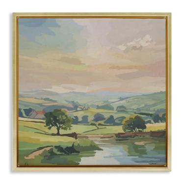 Imagem de Stupell Industries Paisagem campestre do meio-oeste moldura dourada tela flutuante arte design de parede por Amelia Noyes, 25 x 25