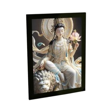 Imagem de Quadro Decorativo Religioso Buda Lotus Leão Ilustração Decoração Poster Quarto Sala