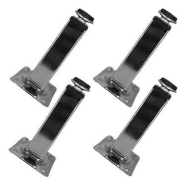 Imagem de Pé Com Regulagem Kit 4 Para Móveis De Metal Quadrado 12cm - HD Ferrage