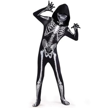 Imagem de Fantasia de esqueleto infantil – Macacão de Halloween 3D para meninos, meninas e crianças pequenas, Preto e branco, 2-3 Anos