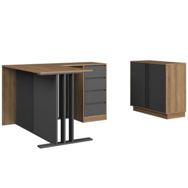 Imagem de Mesa E Balcao Para Escritorio Office CM8000 Mell Grafite FAEM