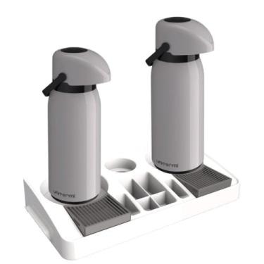 Imagem de Kit 2 Garrafa Térmica Verona 1,8L Marfim+1 Bandeja Servire 2 Preto - U