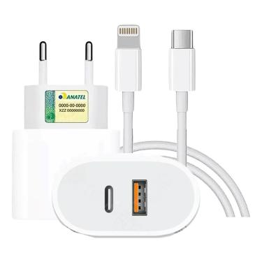 Imagem de Carregador Inteligente Universal + Cabos Tipo C e Lightning Inclusos