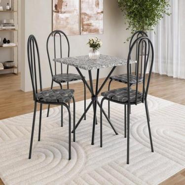 Imagem de Conjunto sala de Jantar Mesa Quadrada 70cm Tampo Granito com 4 Cadeira