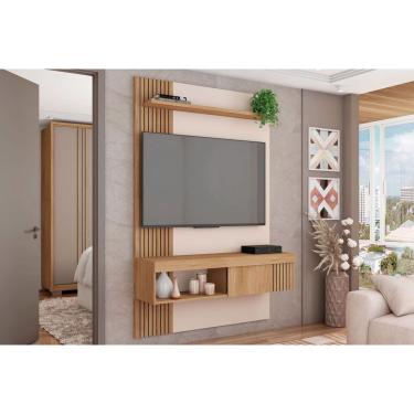 Imagem de Home p/ TV até 45 Pol Jade Ripada 120x183cm Freijo/Off White - Caemmun