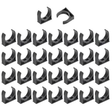 Imagem de uxcell 30 peças de grampos de tubo de água de PVC, fivelas de mangueira de tubulação em forma de U, suporte de tubo de irrigação para 32 mm OD para bandejas de TV, tubo de suporte de mangueira, cinza