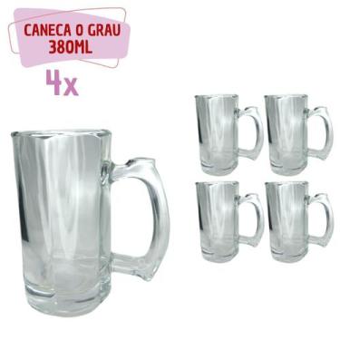 Imagem de 4 Caneca Reforçada Vidro Grosso Chopp e Cerveja 380ML - PRATICASA, 0 G