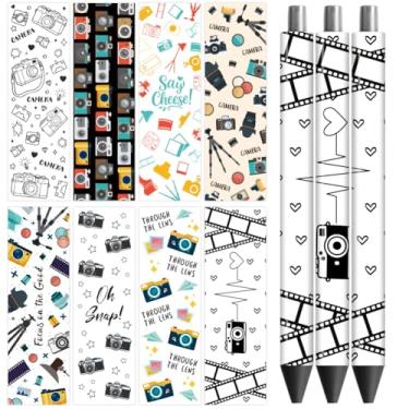 Imagem de Peacoblue Caneta UV DTF Wrap Transfer Sticker Camera - 48 peças à prova d'água impressão HD UV DTF caneta adesivos decalques para caneta lápis personalizada faça você mesmo artesanato decorativo