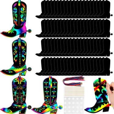 Imagem de Conjunto de raspadinhas Hungdao Western Cowboy Boot para meninos, 80 u