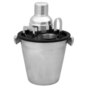 Imagem de Mimo Style Jogo de Bar com 5 pcs, Abridor de Garrafa, Pegador, Dosador, Balde de Gelo e Coqueteleira, em Aço inoxidável