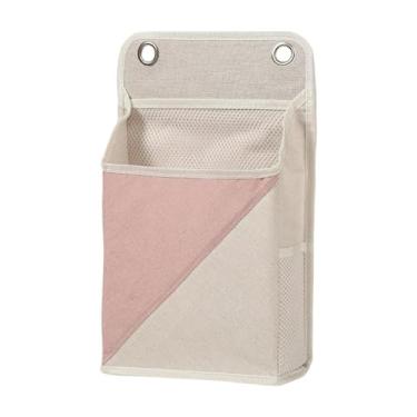Imagem de YWJLQH Organizador de parede, cesto suspenso, lavável, multiuso, bolsa de cabeceira, organizador de dormitório para armário de cozinha, Rosa