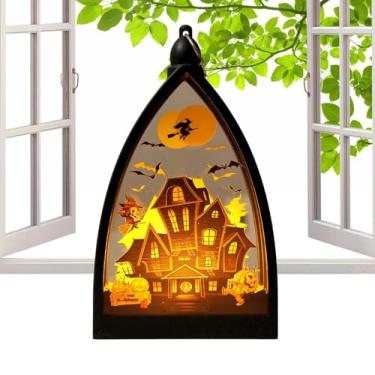 Imagem de Lanternas De Halloween Para Interior - Lanterna de Varanda com Esqueleto e Abóbora de Castelo - Peças Centrais Decorativas para Interior Exterior Quintal Jardim Acampamento e Varanda
