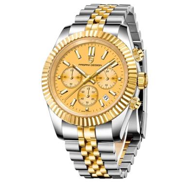 Imagem de CEYADG Pagani Design cronógrafo para homens, relógio de pulso luxuoso de 40 mm, movimento japonês VD53, data, ouro, Dourado, Mergulhador de luxo