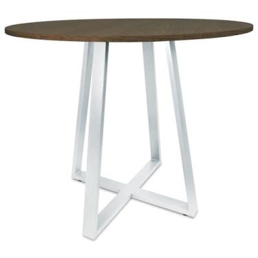 Imagem de Mesa De Jantar Para Cozinha Em aço Estilo Industrial Gizé Tampo Redond