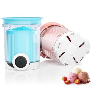 Imagem de Pintes e tampas de redemoinho para máquina de sorvete Ninja Swirl série NC700, recipiente de reposição para Ninja Creami, livre de BPA e lavável na lava-louças (rosa e azul, 2 peças)