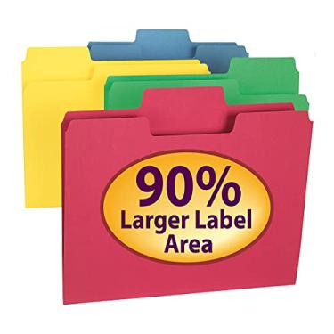 Imagem de Smead Pasta de arquivo SuperTab, aba grande de corte 1/3, tamanho de letra, cores primárias sortidas, 24 por pacote (11956)