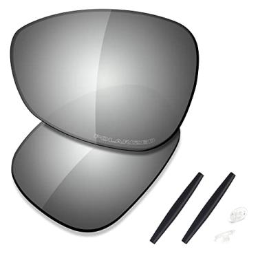 Imagem de SAUCER Lentes de reposição premium e kits de borracha para óculos de sol Oakley Crosshair 1.0 (2005) de alta definição - metal cromado polarizado