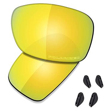 Imagem de SAUCER Lentes de reposição premium e protetores de nariz para óculos de sol Oakley Dispute OO9233 de alta definição - ouro 24K polarizado