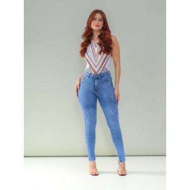 Imagem de Calça Jeans Feminina Elastano Cintura Alta Moda Tendência - PAPAI DO J