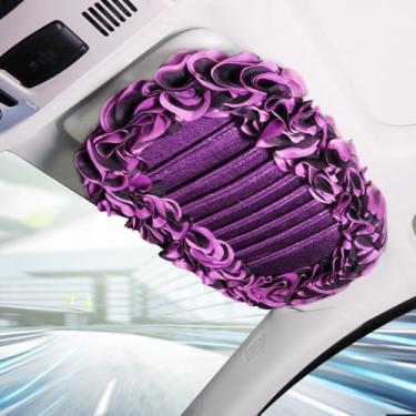 Imagem de Estojo de armazenamento com suporte de CD, clipe organizador de viseira de sol de pelúcia fofo, bolsa de bolso multifuncional para cartão de carro, universal para a maioria dos carros (10)