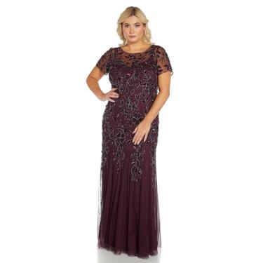 Imagem de Adrianna Papell Vestido longo feminino com miçangas, Ameixa noturna, 25 Plus Size