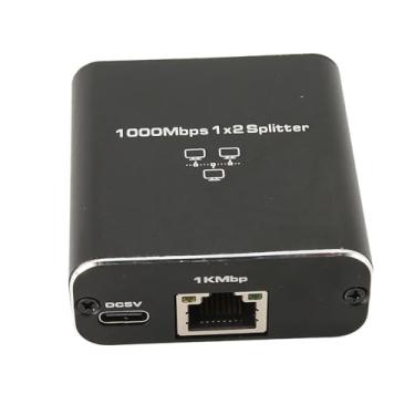 Imagem de lyrlody Conectividade de Dispositivo Dual de Divisor de Gigabit, Alcance Estendido RJ45 Splitter de Rede, para PC, Laptop, Roteador, Interruptor, 1000Mbps, Liga de Alumínio