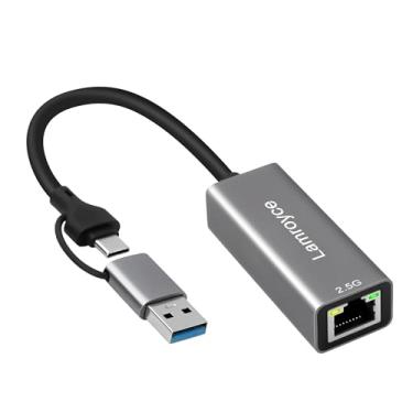 Imagem de Adaptador USB 3.0 para Ethernet 2,5 G, USB C 3.1 para RJ45 2,5 Gigabit LAN (2500 Mbps), conversor adaptador de rede para Internet, suporta 2,5 G/1000/100/10 Mbps, Plug and Play, para laptop, MacBook
