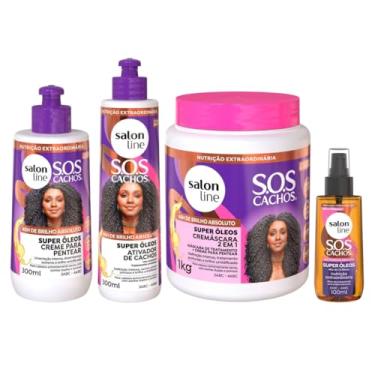Imagem de Kit Super Óleos com Ativador 300ml + Cremáscara + Creme de Pentear 300ml + Óleo 100ml Salon Line