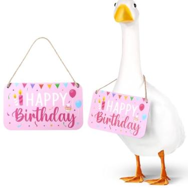 Imagem de Geelin Happy Birthday Varanda Ganso Roupas Varanda Ganso Acessórios Placa de Madeira Decoração para Cimento / Plástico Aniversário Dia Quintal Gramado (Rosa, Fresco)