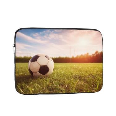 Imagem de Capa para laptop, bola de futebol em um campo, bolsa para laptop, capa protetora para notebook de 12 polegadas