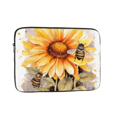 Imagem de Capa para laptop Blackboard Bees Girassóis 10 polegadas à prova de choque capa protetora para notebook resistente à água bolsa portátil para laptop pasta para homens e mulheres