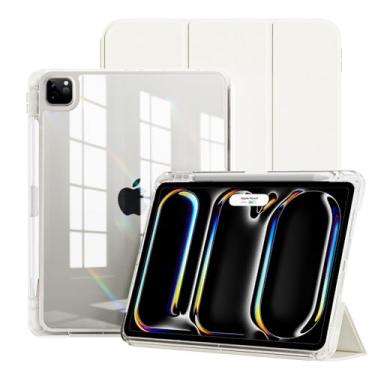 Imagem de GKABXY Capa para iPad Pro de 13 polegadas (M4 2024) com suporte para lápis | Capa traseira transparente removível 2 em 1 | Suporta Apple Pencil Pro e carregamento USB-C | Função despertar/hibernar