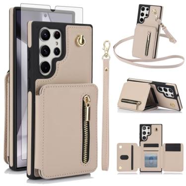 Imagem de Capa de celular para Samsung Galaxy S25 Ultra 5G RFID carteira celular com protetor de tela de vidro temperado, alça transversal, compartimento para cartão, suporte S25Ultra 25S S 25 25Ultra 6,9 2025