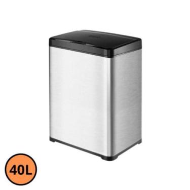 Imagem de Lixeira Automática Retangular 40 Litros Sensor Em Aço - Inox - Globalm